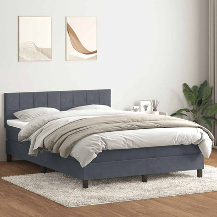Giroletto a Molle con Materasso Grigio Scuro 140x210 cm Velluto