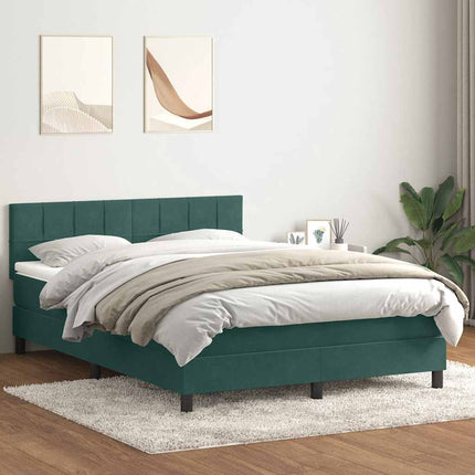 Giroletto a Molle con Materasso Verde Scuro 140x220 cm Velluto