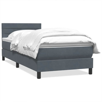 Giroletto a Molle con Materasso Grigio Scuro 90x210 cm Velluto
