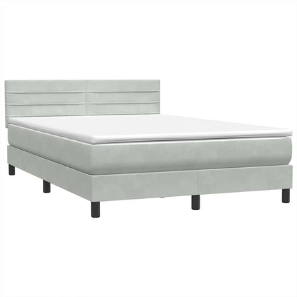 Giroletto a Molle con Materasso Grigio Chiaro 160x210cm Velluto