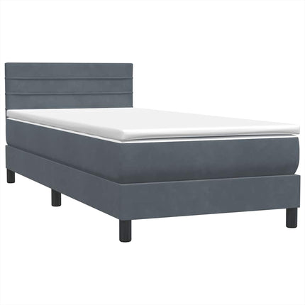 Giroletto a Molle con Materasso Grigio Scuro 100x220 cm Velluto
