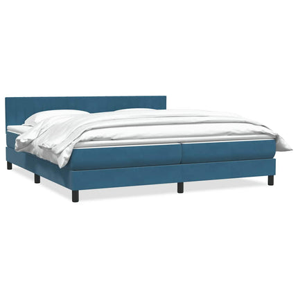 Giroletto a Molle con Materasso Blu Scuro 200x210 cm in Velluto