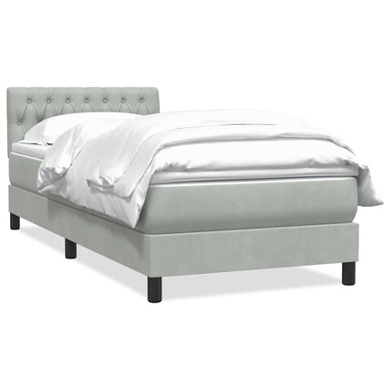 Giroletto a Molle con Materasso Grigio Chiaro 80x220 cm Velluto