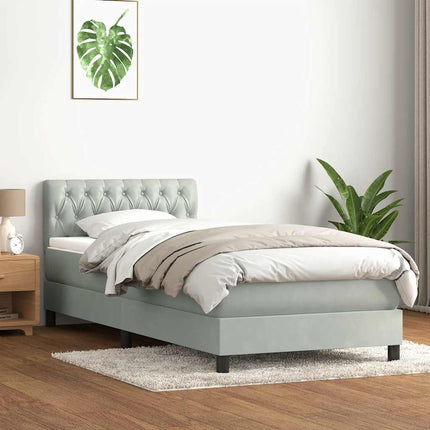 Giroletto a Molle con Materasso Grigio Chiaro 80x220 cm Velluto