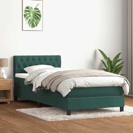 Giroletto a Molle con Materasso Verde Scuro 80x220 cm Velluto