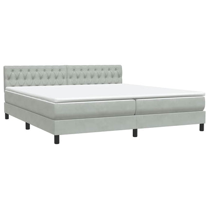 Giroletto a Molle con Materasso Grigio Chiaro 180x220cm Velluto