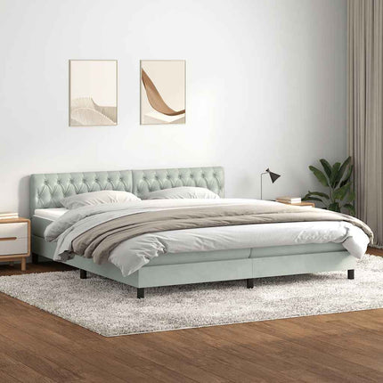 Giroletto a Molle con Materasso Grigio Chiaro 180x220cm Velluto