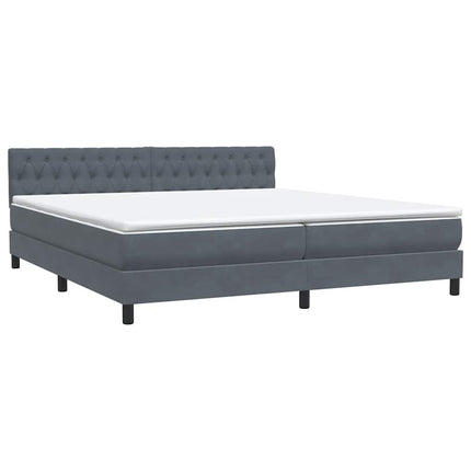 Giroletto a Molle con Materasso Grigio Scuro 180x220 cm Velluto