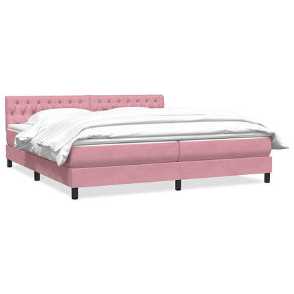 Giroletto a Molle con Materasso Rosa 180x220 cm in Velluto