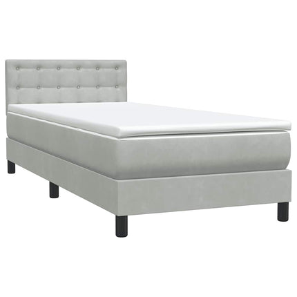 Giroletto a Molle con Materasso grigio chiaro 90x210 cm Velluto