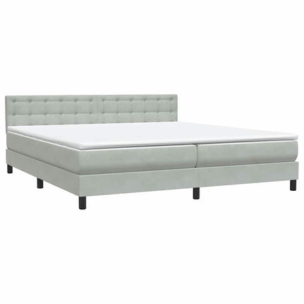 Giroletto a Molle con Materasso Grigio Chiaro 180x210cm Velluto