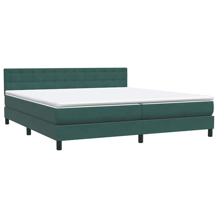 Giroletto a Molle con Materasso Verde Scuro 180x210 cm Velluto