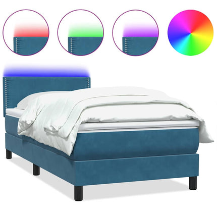 Giroletto a Molle con Materasso Blu Scuro 90x210 cm Velluto