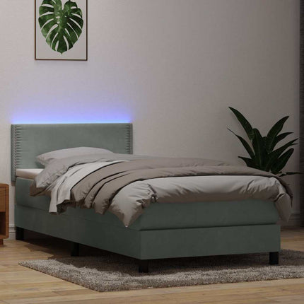 Giroletto a Molle con Materasso Grigio Chiaro 100x210cm Velluto