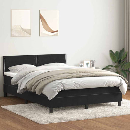 Giroletto a Molle con Materasso Nero 140x220 cm in Velluto