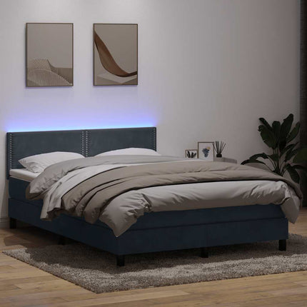 Giroletto a Molle con Materasso Grigio Scuro 160x220 cm Velluto