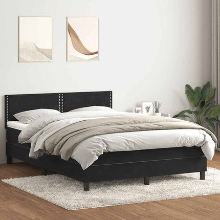 Giroletto a Molle con Materasso Nero 160x220 cm in Velluto