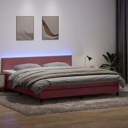 Giroletto a Molle con Materasso Rosa 180x220 cm in Velluto
