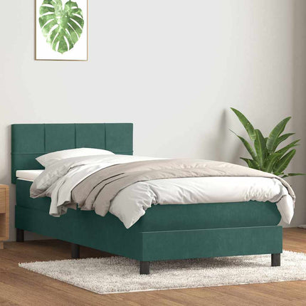 Giroletto a Molle con Materasso Verde Scuro 80x210 cm Velluto