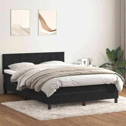 Giroletto a Molle con Materasso Nero 160x210 cm in Velluto