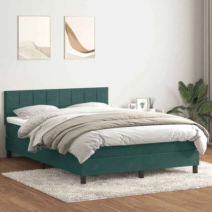 Giroletto a Molle con Materasso Verde Scuro 160x220 cm Velluto