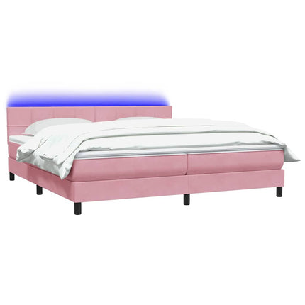 Giroletto a Molle con Materasso Rosa 180x220 cm in Velluto