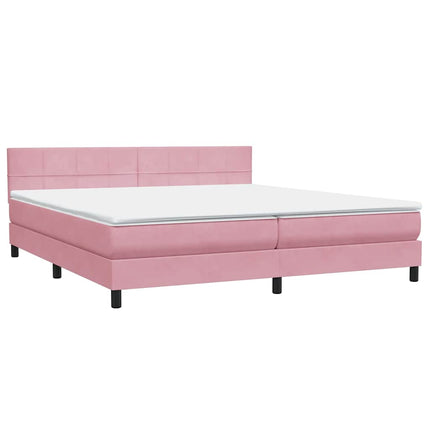 Giroletto a Molle con Materasso Rosa 180x220 cm in Velluto