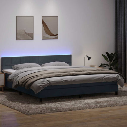 Giroletto a Molle con Materasso Grigio Scuro 200x220 cm Velluto