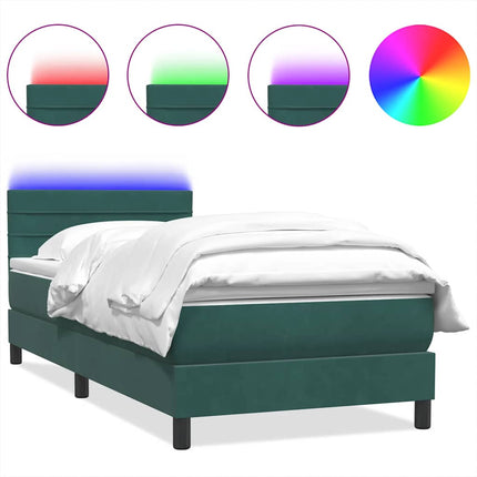 Giroletto a Molle con Materasso Verde Scuro 90x210 cm Velluto