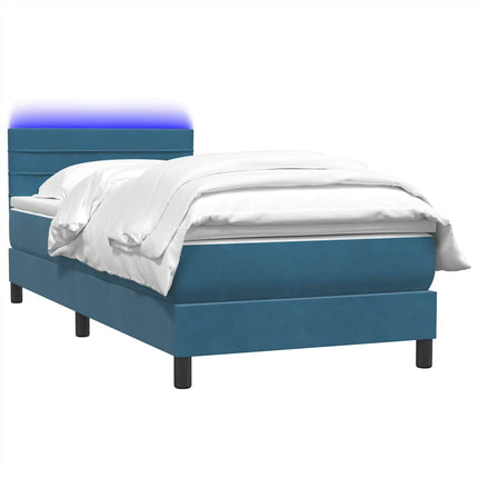 Giroletto a Molle con Materasso Blu Scuro 90x210 cm Velluto