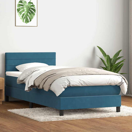 Giroletto a Molle con Materasso Blu Scuro 90x210 cm Velluto