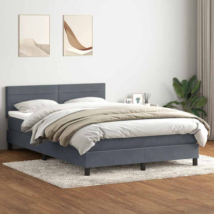 Giroletto a Molle con Materasso Grigio Scuro 140x210 cm Velluto