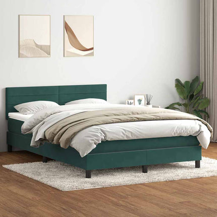 Giroletto a Molle con Materasso Verde Scuro 140x210 cm Velluto