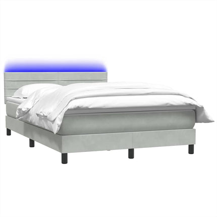 Giroletto a Molle con Materasso Grigio Chiaro 160x210cm Velluto