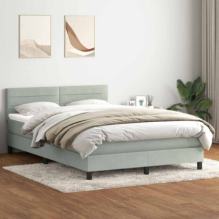 Giroletto a Molle con Materasso Grigio Chiaro 160x210cm Velluto
