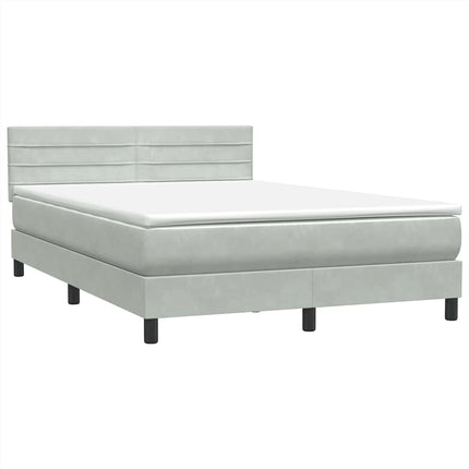 Giroletto a Molle con Materasso Grigio Chiaro 160x210cm Velluto