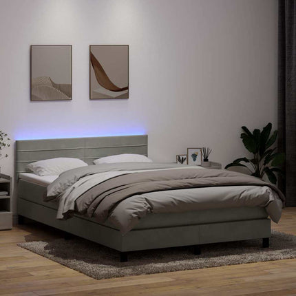 Giroletto a Molle con Materasso Grigio Chiaro 160x210cm Velluto