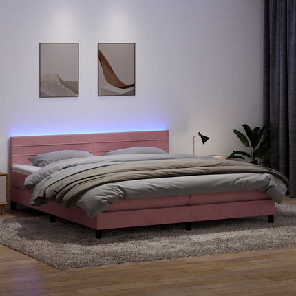 Giroletto a Molle con Materasso Rosa 180x210 cm in Velluto