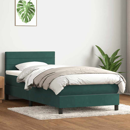 Giroletto a Molle con Materasso Verde Scuro 80x220 cm Velluto