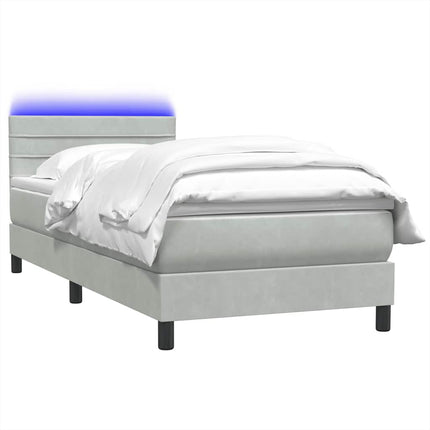 Giroletto a Molle con Materasso Grigio Chiaro 90x220 cm Velluto