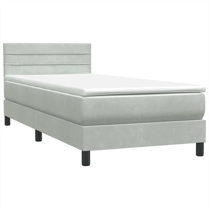 Giroletto a Molle con Materasso Grigio Chiaro 90x220 cm Velluto