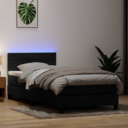 Giroletto a Molle con Materasso Nero 90x220 cm in Velluto
