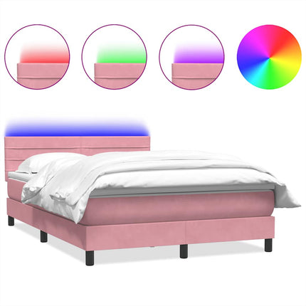 Giroletto a Molle con Materasso Rosa 140x220 cm in Velluto