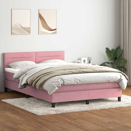 Giroletto a Molle con Materasso Rosa 140x220 cm in Velluto