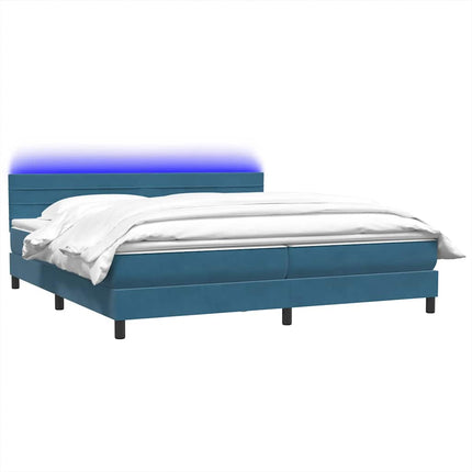 Giroletto a Molle con Materasso Blu Scuro 180x220 cm Velluto