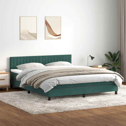 Giroletto a Molle con Materasso Verde Scuro 180x210 cm Velluto