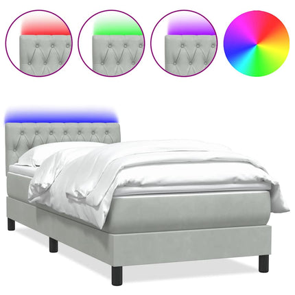 Giroletto a Molle con Materasso Grigio Chiaro 80x210 cm Velluto