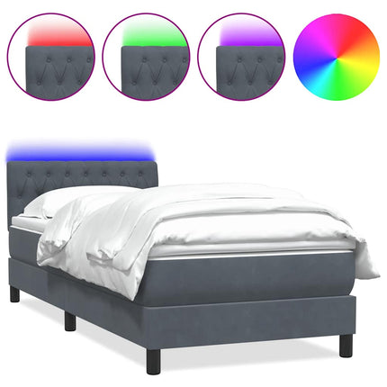 Giroletto a Molle con Materasso Grigio Scuro 80x210 cm Velluto