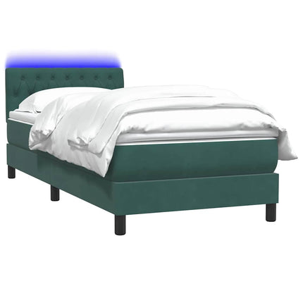 Giroletto a Molle con Materasso Verde Scuro 90x210 cm Velluto
