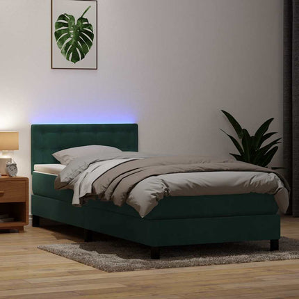 Giroletto a Molle con Materasso Verde Scuro 90x210 cm Velluto